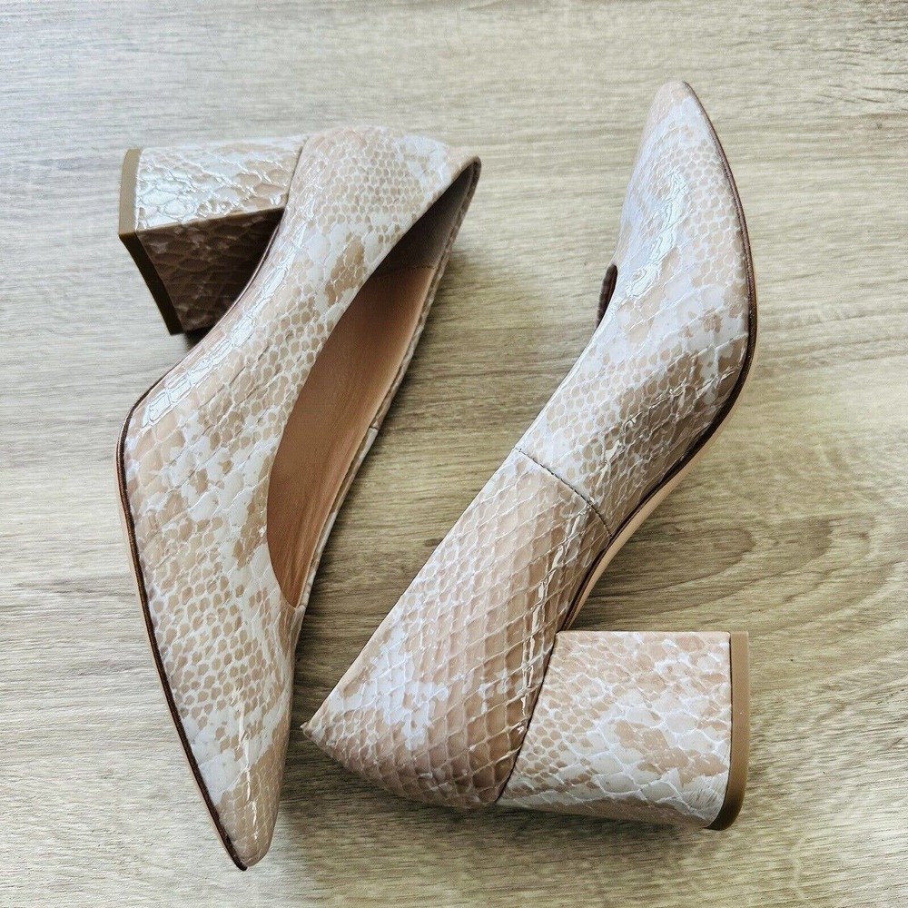 Agl Marble Python Pointed Toe Block Heel Pumps Sz… - image 3